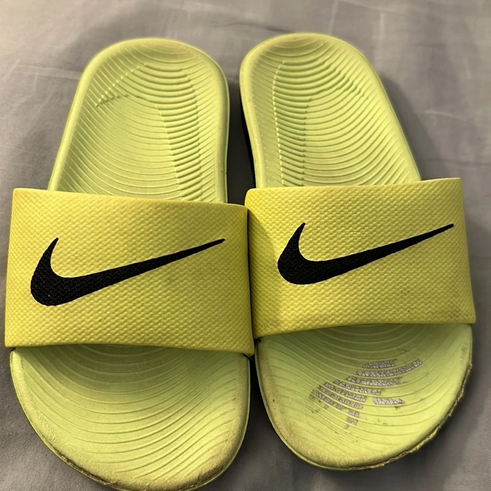 Nike Boy’s Kawa Slide Sandal in Neon Green